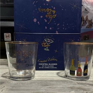 Chic and tonic Limited Edition Gold Rimmed Cocktail Glasses Set NIB